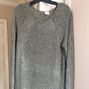 Chico's Silver/Grey Sweater w/Sequin Detail